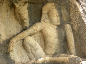 "A Man & His Horse" rock carving at Isurumuniya Rock Temple - Anuradhapura