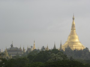 Schwedagon Pagoda - perched above Yangon