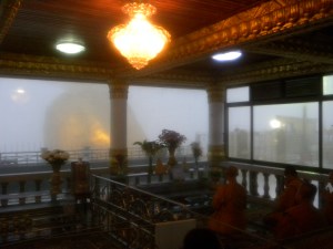 Prayer Room with monks at the Golden Rock