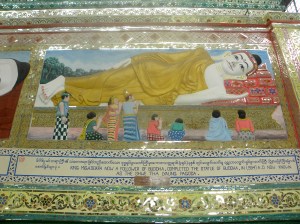Scene memorializing the building of the Shwethalyauang Buddha