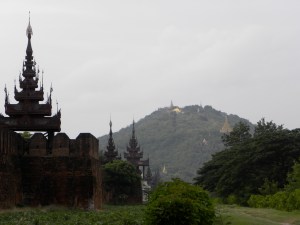 View of Mandalay Hill from palace wall
