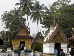 The "Red Chapel" / "Sanctuary of the Recliningg Buddha" on the left