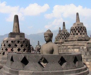 Stupas & Buddha scattered on top of Borobudur